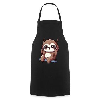 Paresseux mignon sur l’aire de jeux de dessin animé de balançoire - Tablier de cuisine - noir - Devant - AI Model Male 185 dark (185cm)