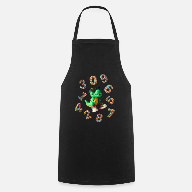 Numbers - Back to School with Dino - Cooking Apron - black