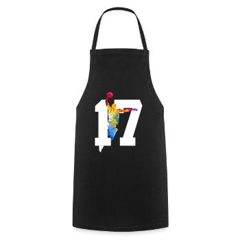 NUMBER 17 BASKETBALL 17TH BIRTHDAY - Cooking Apron - black - Front - AI Model Male 185 dark (185cm)