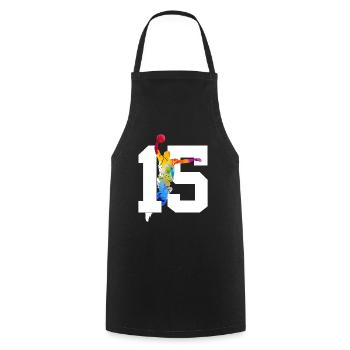 NUMMER 15 BASKETBALL 15. GEBURTSTAG - Kochschürze - Schwarz - Vorne - AI Model Male 185 dark (185cm)