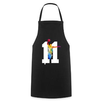 NUMBER 11 BASKETBALL 11TH BIRTHDAY - Cooking Apron - black - Front - AI Model Male 185 dark (185cm)