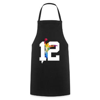 NUMMER 12 BASKETBALL 12. GEBURTSTAG - Kochschürze - Schwarz - Vorne - AI Model Male 185 dark (185cm)