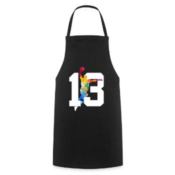 NUMMER 13 BASKETBALL 13. GEBURTSTAG - Kochschürze - Schwarz - Vorne - AI Model Male 185 dark (185cm)