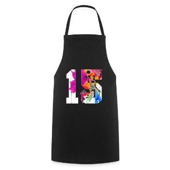 15E ANNIVERSAIRE BASKET-BALL NUMÉRO 15 - Tablier de cuisine - noir - Devant - AI Model Male 185 dark (185cm)
