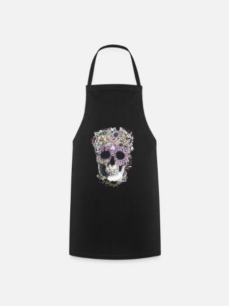 Flower Skull - Kochschürze - Schwarz