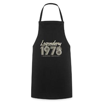 Légendaire depuis 1978 - Tablier de cuisine - noir - Devant - AI Model Male 185 dark (185cm)