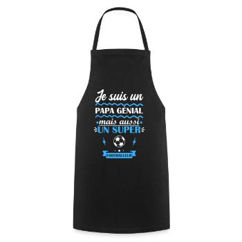 papa génial mais aussi footballeur, fête des pères - Tablier de cuisine - noir - Devant - AI Model Male 185 dark (185cm)