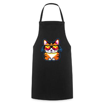 Cute cat with cool heart sunglasses - Cooking Apron - black - Front - AI Model Male 185 dark (185cm)