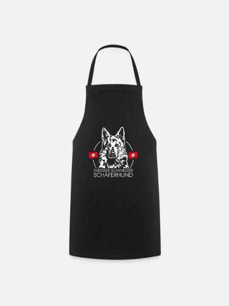WHITE SWISS SHEPHERD Dog Wilsigns - Cooking Apron - black