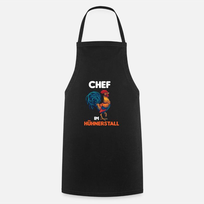 Chef im Hühnerstall lustiges Hahn Design - Kochschürze - Schwarz