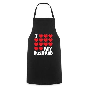 J'aime mon mari - Tablier de cuisine - noir - Devant - AI Model Male 185 dark (185cm)