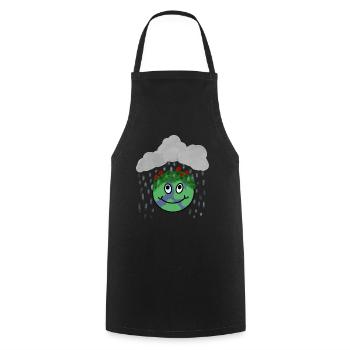 Love the rain! Happy soil with flowers - Cooking Apron - black - Front - AI Model Male 185 dark (185cm)