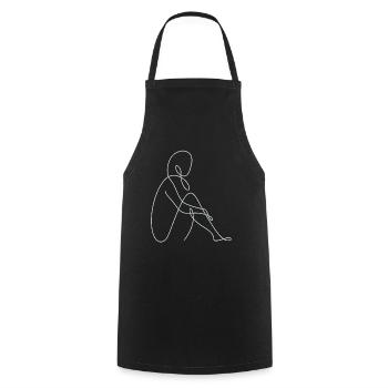 Dessin au trait silhouette féminine Visages féminins visage - Tablier de cuisine - noir - Devant - AI Model Male 185 dark (185cm)