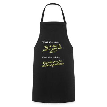 Open it like a gentleman! - Cooking Apron - black - Front - AI Model Male 185 dark (185cm)