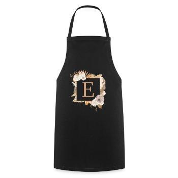 Personalisierbar Monogramm E Boho Palmen Blumen - Kochschürze - Schwarz - Vorne - AI Model Male 185 dark (185cm)
