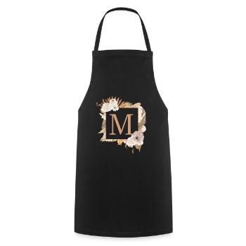 Personalisierbar Monogramm M Boho Palmen Blumen - Kochschürze - Schwarz - Vorne - AI Model Male 185 dark (185cm)