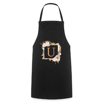 Design personnalisable, monogramme, lettre U - Tablier de cuisine - noir - Devant - AI Model Male 185 dark (185cm)