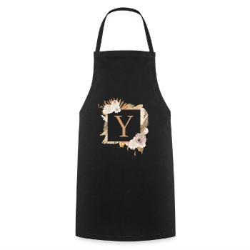 Personalisierbares Design, Monogramm, Buchstabe Y - Kochschürze - Schwarz - Vorne - AI Model Male 185 dark (185cm)