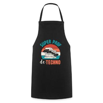 super prof de techno - Tablier de cuisine - noir - Devant - AI Model Male 185 dark (185cm)
