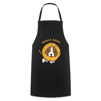 Dog Beagle Bagel Funny Animal Puns - Cooking Apron - black - Front - AI Model Male 185 dark (185cm)