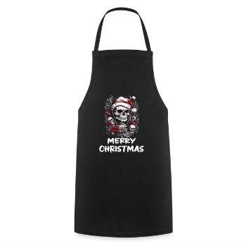Skull in Christmas Design Christmas Outfit - Cooking Apron - black - Front - AI Model Male 185 dark (185cm)