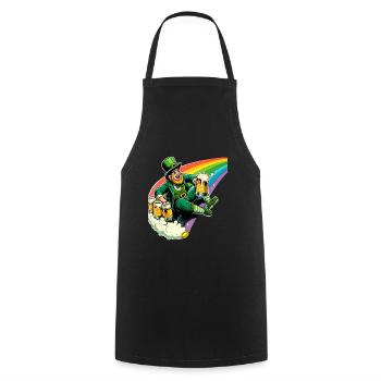 Leprechaun (Leprechaun irlandais) sur Rainbow - Tablier de cuisine - noir - Devant - AI Model Male 185 dark (185cm)
