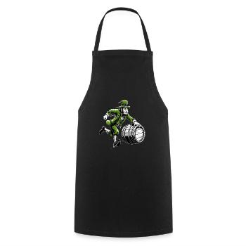 Barrel Pushing Leprechaun (Irish Leprechaun) - Cooking Apron - black - Front - AI Model Male 185 dark (185cm)