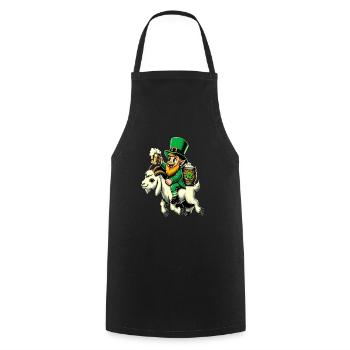 Lutin chevauchant une chèvre (lutin irlandais) - Tablier de cuisine - noir - Devant - AI Model Male 185 dark (185cm)