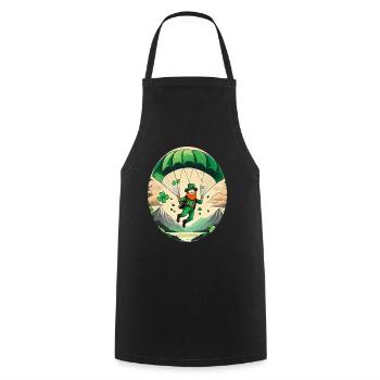St. Patrick's Day Kleeblatt Gleitschirmfliegen - Kochschürze - Schwarz - Vorne - AI Model Male 185 dark (185cm)