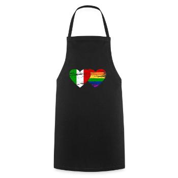 Italien Regenbogen Flagge used - Kochschürze - Schwarz - Vorne - AI Model Male 185 dark (185cm)