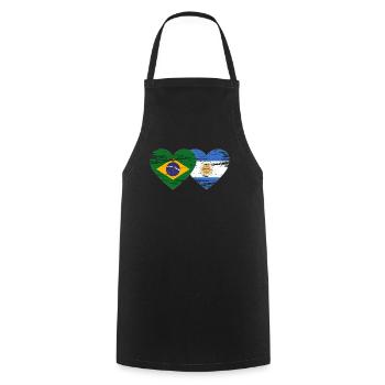 Brésil Argentine Drapeau Coeur Utilisé - Tablier de cuisine - noir - Devant - AI Model Male 185 dark (185cm)