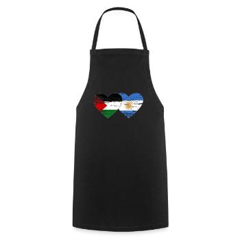 Palestine Argentine drapeau coeur utilisé - Tablier de cuisine - noir - Devant - AI Model Male 185 dark (185cm)