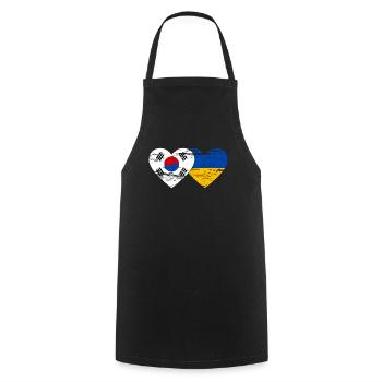 Südkorea Ukraine Flagge Herz used - Kochschürze - Schwarz - Vorne - AI Model Male 185 dark (185cm)