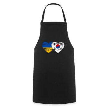 Ukraine Südkorea Flagge Herz used - Kochschürze - Schwarz - Vorne - AI Model Male 185 dark (185cm)