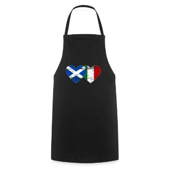 Scotland Italy Flag Heart Used - Cooking Apron - black - Front - AI Model Male 185 dark (185cm)