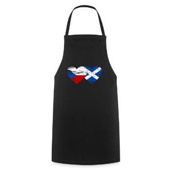 Czech Republic Scotland flag heart used - Cooking Apron - black - Front - AI Model Male 185 dark (185cm)