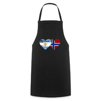 Argentine Norvège drapeau coeur utilisé - Tablier de cuisine - noir - Devant - AI Model Male 185 dark (185cm)