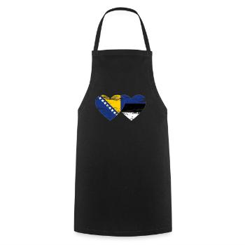Bosnie Estonie drapeau coeur utilisé - Tablier de cuisine - noir - Devant - AI Model Male 185 dark (185cm)