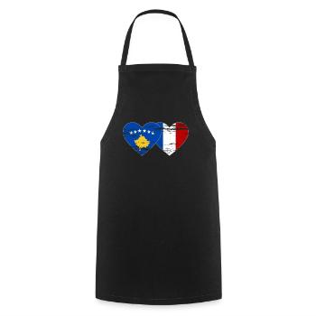 Kosovo France drapeau coeur utilisé - Tablier de cuisine - noir - Devant - AI Model Male 185 dark (185cm)