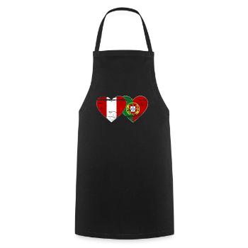 Peru Portugal Flag Heart Used - Cooking Apron - black - Front - AI Model Male 185 dark (185cm)