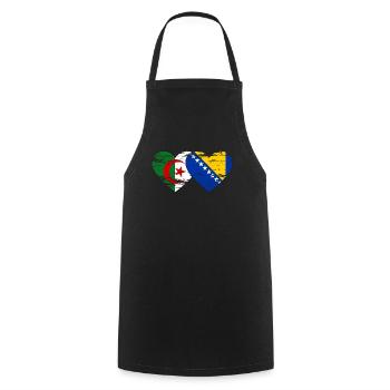 Algérie Bosnie drapeau coeur utilisé - Tablier de cuisine - noir - Devant - AI Model Male 185 dark (185cm)