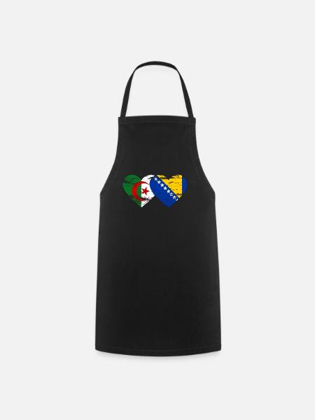 Algérie Bosnie drapeau coeur utilisé - Tablier de cuisine - noir