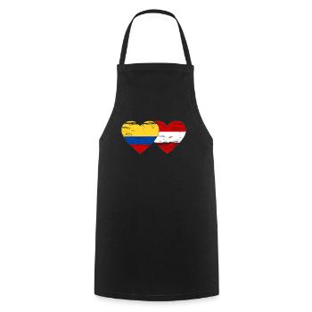 Colombia Austria Flag Heart Used - Cooking Apron - black - Front - AI Model Male 185 dark (185cm)