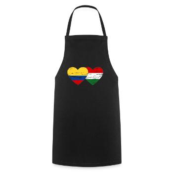 Colombia Hungary flag heart used - Cooking Apron - black - Front - AI Model Male 185 dark (185cm)