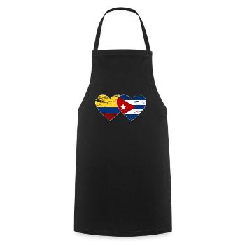 Colombie Cuba Drapeau Coeur utilisé - Tablier de cuisine - noir - Devant - AI Model Male 185 dark (185cm)