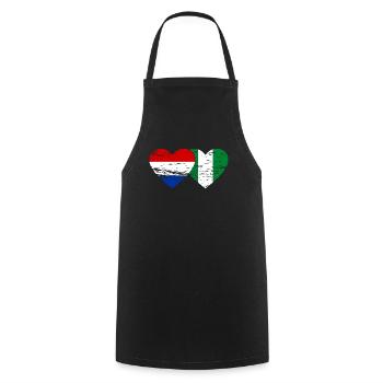 Holland Nigeria Flag Heart Used - Cooking Apron - black - Front - AI Model Male 185 dark (185cm)