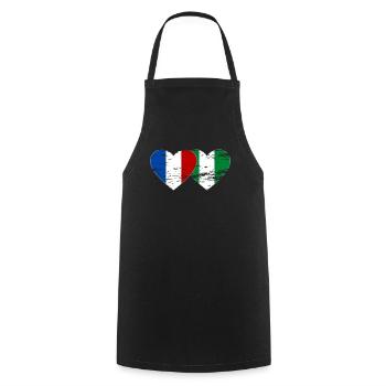 France Nigeria Drapeau Coeur Utilisé - Tablier de cuisine - noir - Devant - AI Model Male 185 dark (185cm)