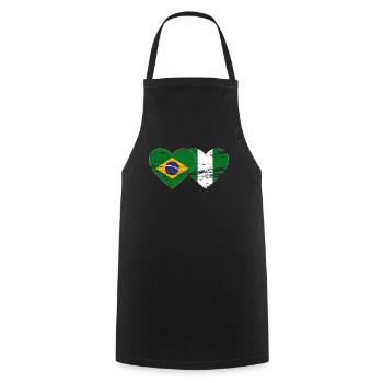 Drapeau du Brésil et du Nigeria coeur utilisé - Tablier de cuisine - noir - Devant - AI Model Male 185 dark (185cm)