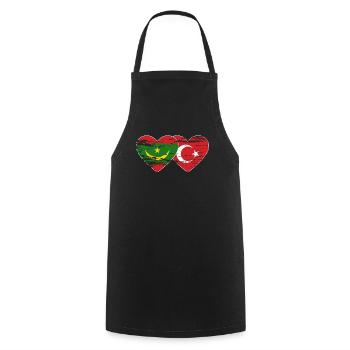 Mauritanie Turquie Drapeau Coeur Utilisé - Tablier de cuisine - noir - Devant - AI Model Male 185 dark (185cm)