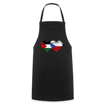 Palestine Czech Republic flag heart used - Cooking Apron - black - Front - AI Model Male 185 dark (185cm)